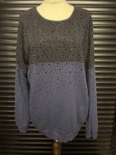 Clements Ribeiro Women's Jumper Size 14, Long Sleeve Sparkle Detail Black & Navy