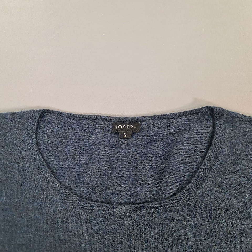 Joseph Womens Jumper Blue Small 100% Cashmere Lightweight Elbow Patches ...