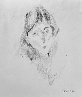 Harry Carmean head study of woman from French artist Jules Pascin 1980's