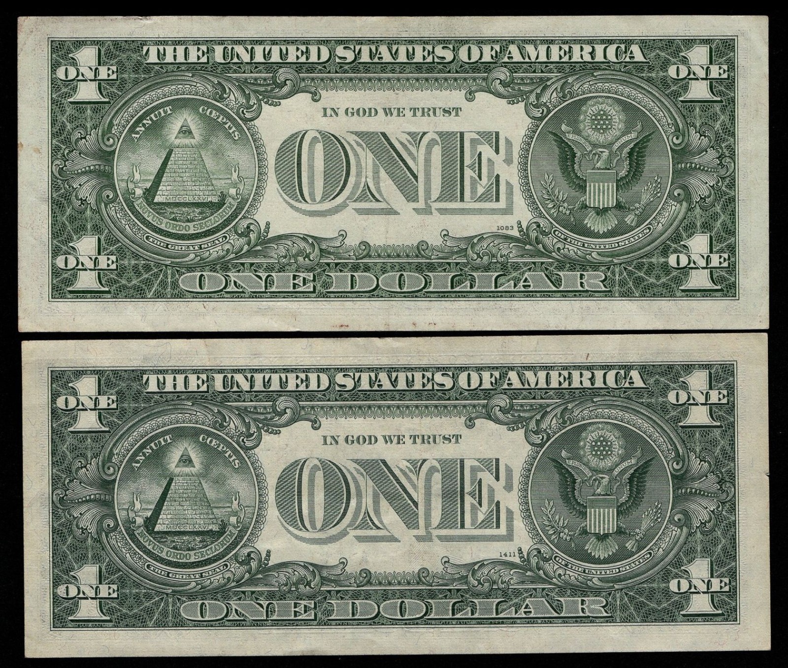 Lot of 2 1963b $1 FRN Kansas City Barr Notes Decent Condition