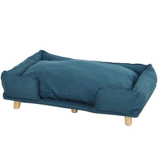 Dark Blue Raised Dog Couch Elevated Sofa Bed with Cushion Large Pet