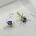 4MM Round Cut Simulated Blue Sapphire Stud Earrings 14K Yellow Gold Plated #31 — photo 1