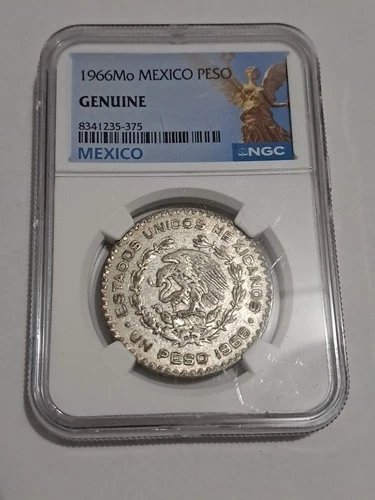 1966 Mo Mexico 1 PESO in NGC Slab
