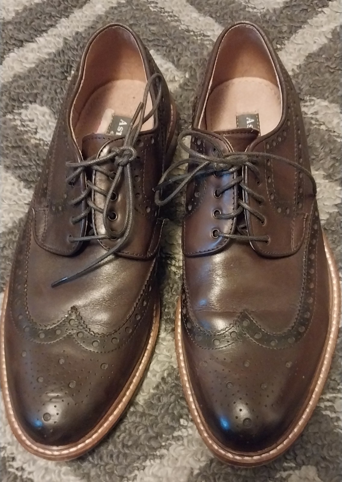 SAOLA ASTON GREY ABBEY 500402 OXFORD DA UOMO IN PELLE MARRONE TAGLIA 8 5