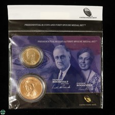 US Mint 2014 Franklin & Eleanor Roosevelt medaglia presidenziale $ 1 & 1 ° coniuge
