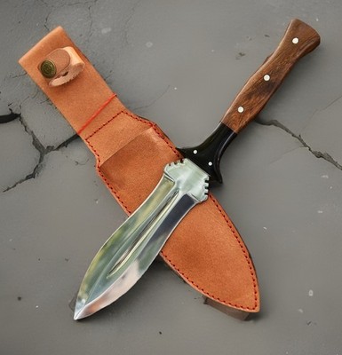Handmade Fixed Steel Blade Defense Double Edge Dagger Mirror Polish Full Tang