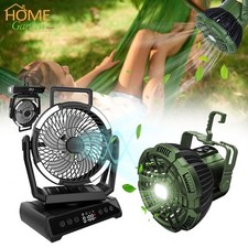 Portable Tent Fan with LED Light Rechargeable Hanging Camping Lantern Outdoor