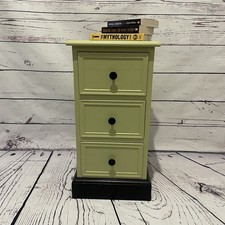 Bedside Table Cabinet Solid Pine 3 Draw Upcycled Sage Green Furniture.