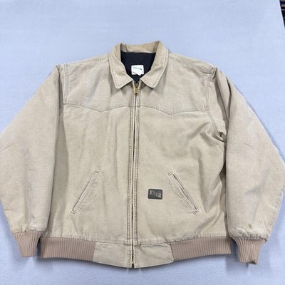 Key Jacket Mens XLT Beige Canvas Bomber Lined Insulated Workwear Full Zip