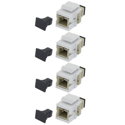 4 Pcs SC UPC Fiber Optic Simplex Multi Mode Keystone Jack Coupler Snap In Ivory