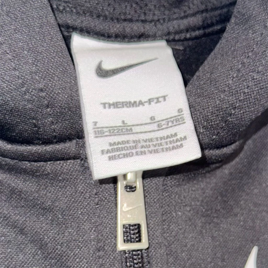 VETEMENTS Felpa con cappuccio Nike Youth full zip nera taglia 6 7 anni vestibilità termica manica lunga