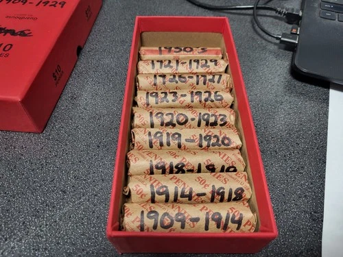 3 Pounds - 95% Copper Lot (9 rolls) Wheat Cent 1909-1929 PDS Good Mix FREE SHIP