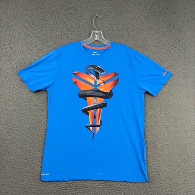 Nike T-Shirt Mens Large Blue Black Mamba Kobe Bryant Logo Dri-FIT Rare Casual