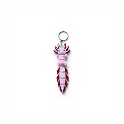 Axolotl Schlüsselanhänger Flexi 3D Druck Tier Anhänger Rosa Weiß