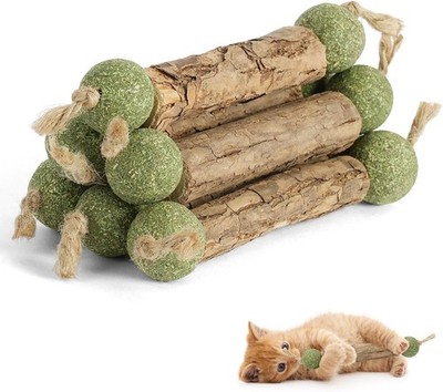 Katzenminze Sticks, 6 Stück Matatabi Kausticks mit Ball Katzenminze Spielzeug 
