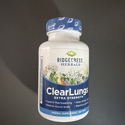 RidgeCrest Herbals Clear Lungs Extra Strength, 60 Capsules Exp 12/29