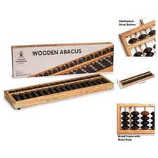 Vintage 13.9-Inch Wooden Abacus - 17 Column Professional Soroban Calculator