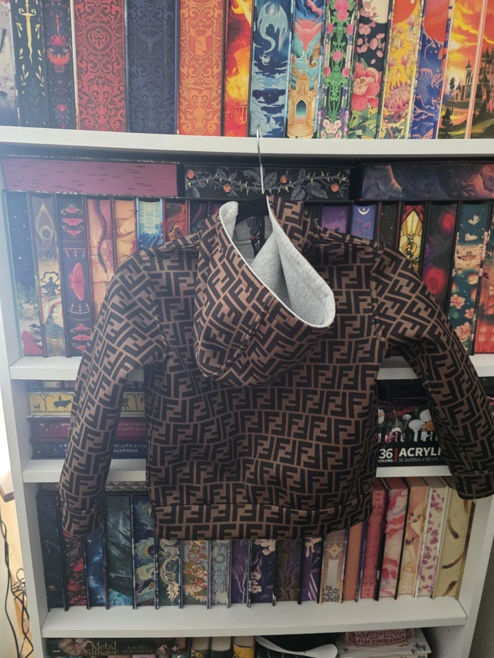 Fendi Kids Reversible Bag Bugs Hoodie – Grey / Monogram – Size S - Image 3 of 4