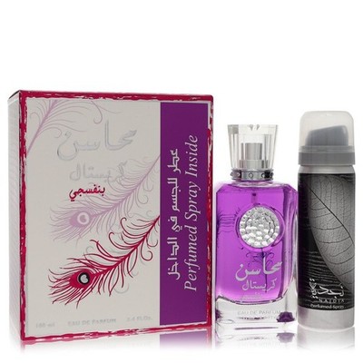 Lattafa Mahasin Crystal Violet by Lattafa Eau De Parfum Spray with 1.7 oz Deo...