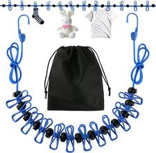 Portable Clothesline for Travel with 12 Clips, Heavy Duty Camping Clothesline...