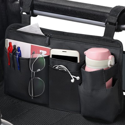 Upgrade Wheelchair Side Bag with Cup Holder, Armrest Accessories for Wheelcha