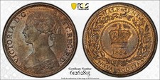 1864 Nova Scotia 1/2 Cent PCGS MS63BN Lot#G1221 Choice UNC!