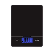 Sleek Black Tempered Glass Digital Scale with Blue Backlight