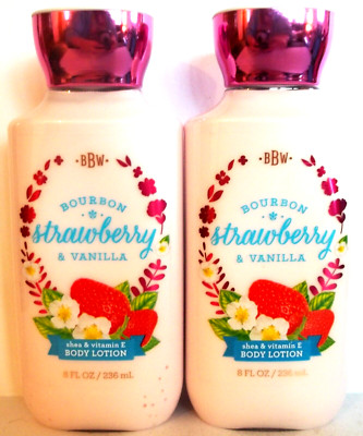 Bath Body Works BOURBON STRAWBERRY VANILLA Body Lotion, oz, NEW x 