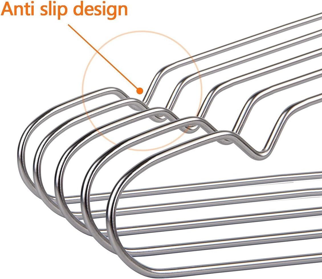 30 Pack Heavy Duty Stainless Steel Hangers Space-Saving Silver Hangers New Kit