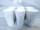 Vintage 6 Indiana Milk Glass 6" Tumblers With Harvest Grape Pattern