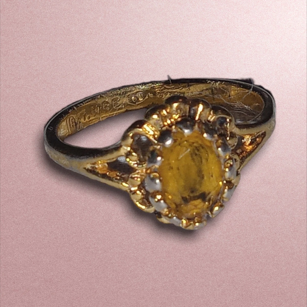Vintage Ring 18K HGE Light Topaz or Citrine yellow eBay