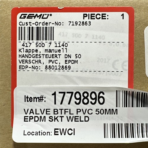 NEW OPEN BOX- GEMÜ 417 50D 7 1140 EPDM Socket Weld Valve EDP 88012869 50mm 🇺🇸 - Picture 2 of 8