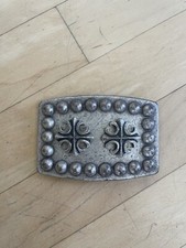 antiqued Silver grey belt buckle 2 crosses