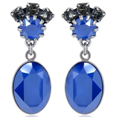 Ohrringe Silber Ohrstecker Kristalle aus Österreich Blau Ohrstecker NOBEL SCH...