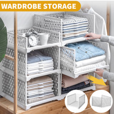 Wardrobe Drawer Units Organizer Clothes Closet Stackable Storage Boxes White UK