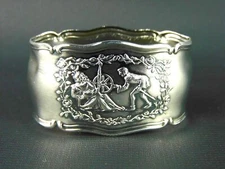 Berndorf Art Krupp Napkin Ring Silverplate Oval Pictorial Antique German