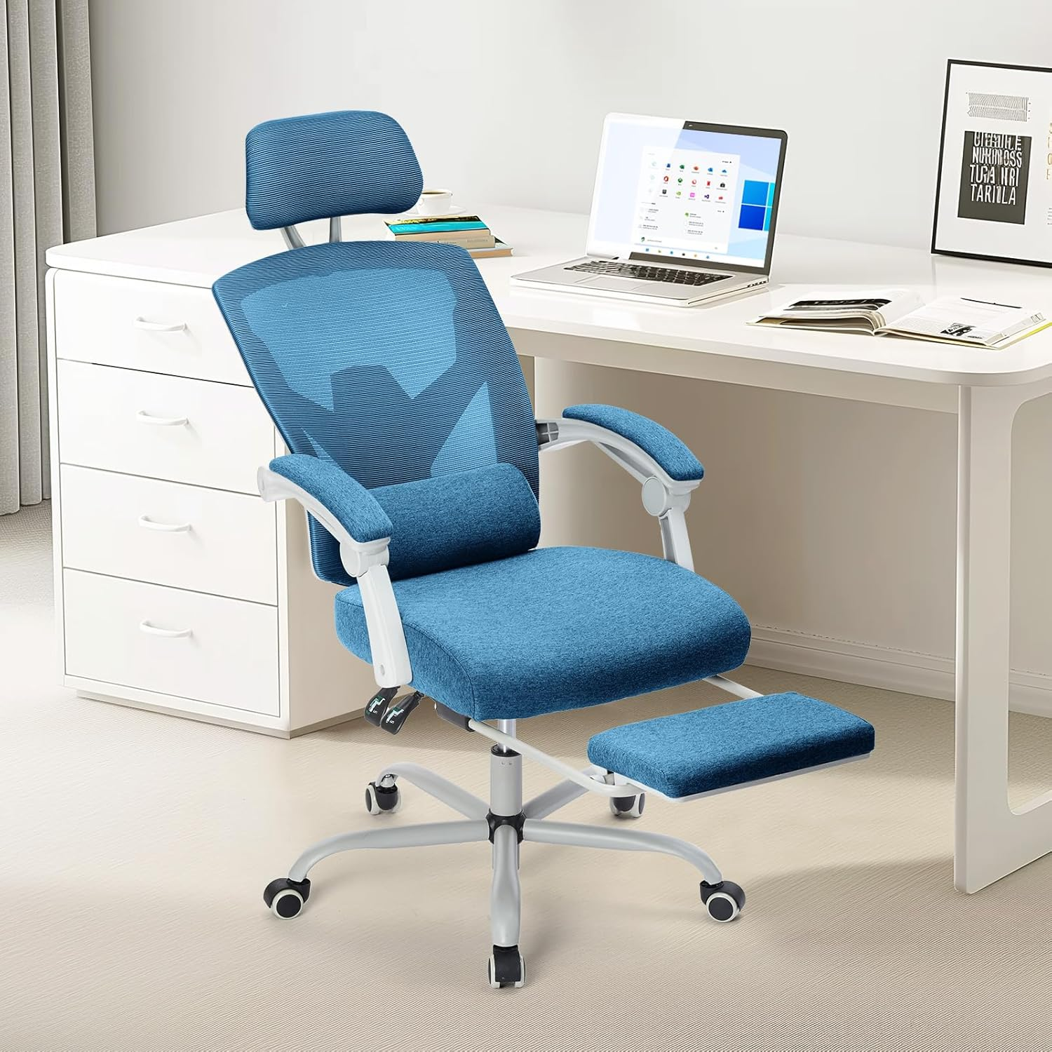 Ergonomic High-Back Mesh Office Chair with Swivel & Rolling Wheels