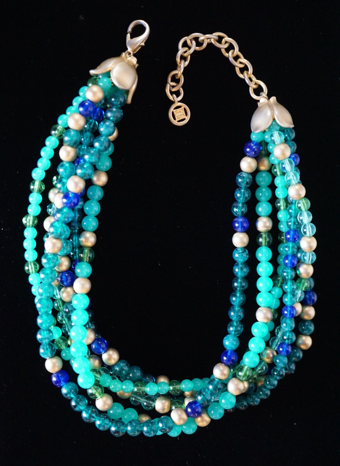 Vintage Givenchy Multi Strand Collar Necklace ~ B… - image 1