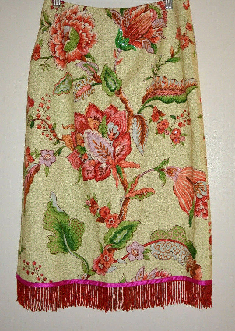 4 Anthropologie Beaded Tassel Rhinestone "Passion Flower Skirt" Extremely RARE