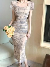 Hochwertig Abendkleid Kleid Beige lang glitzer elegant Etuikleid  Party Hochzeit