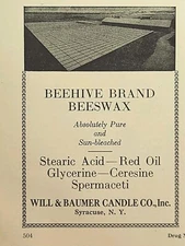 Beehive Brand Beeswax Syracuse NY Stearic Acid Spermaceti Vintage Print Ad 1931