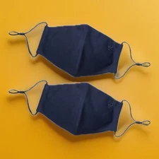 Tory Burch Navy Blue Face Masks, Elegant Comfort, Adjustable & Reusable, TWO NEW