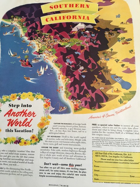 VINTAGE HOLIDAY MAGAZINE AD 1952 SOUTHERN CALIFORNIA ...