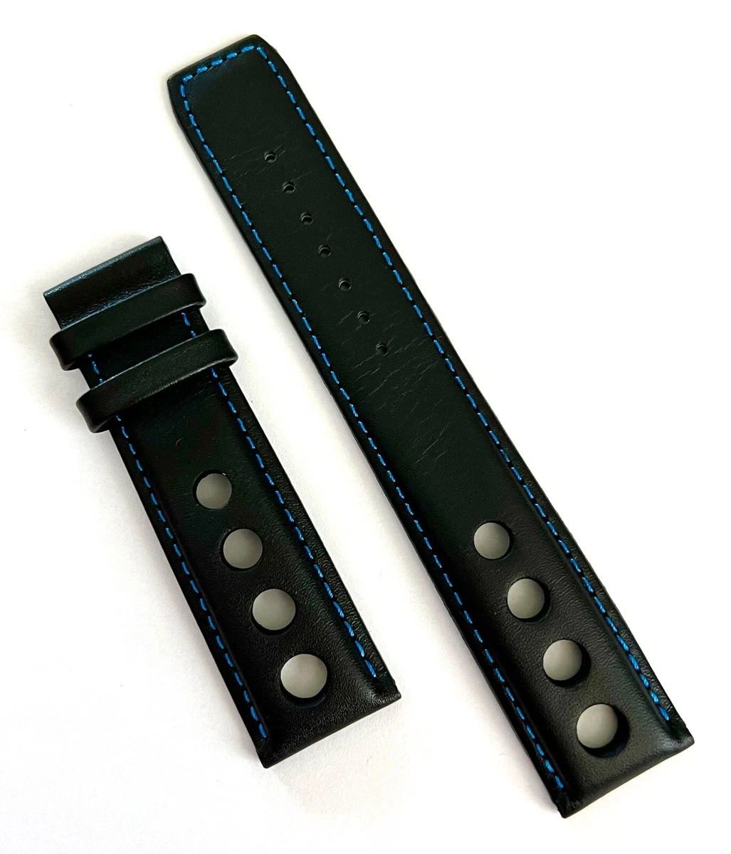 Original Tissot PRS516 22mm Longer Black Blue Leather Watch