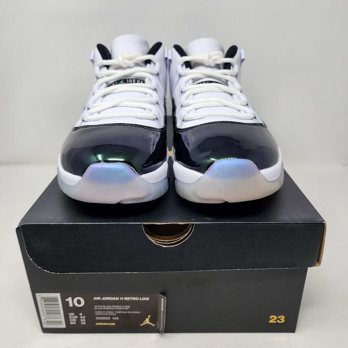 Jordan 11 Low Retro Iridescent Emerald White Black Men's 10