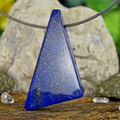 Lapislazuli Anhänger freeform slice gebohrt AAA 36 mm 60 ct Faszination Lapis
