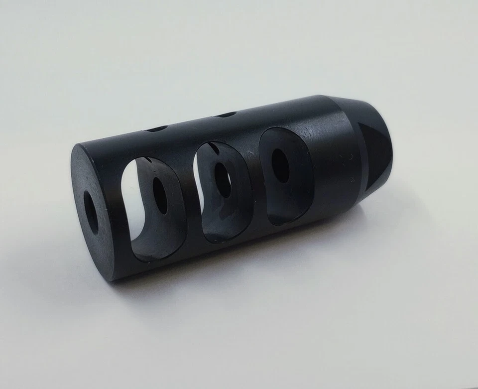 Freno de boca Competition 3 puertos con arandela de aplastamiento 1/2x28 .223 4140 acero nitruro Foto 2 de 4