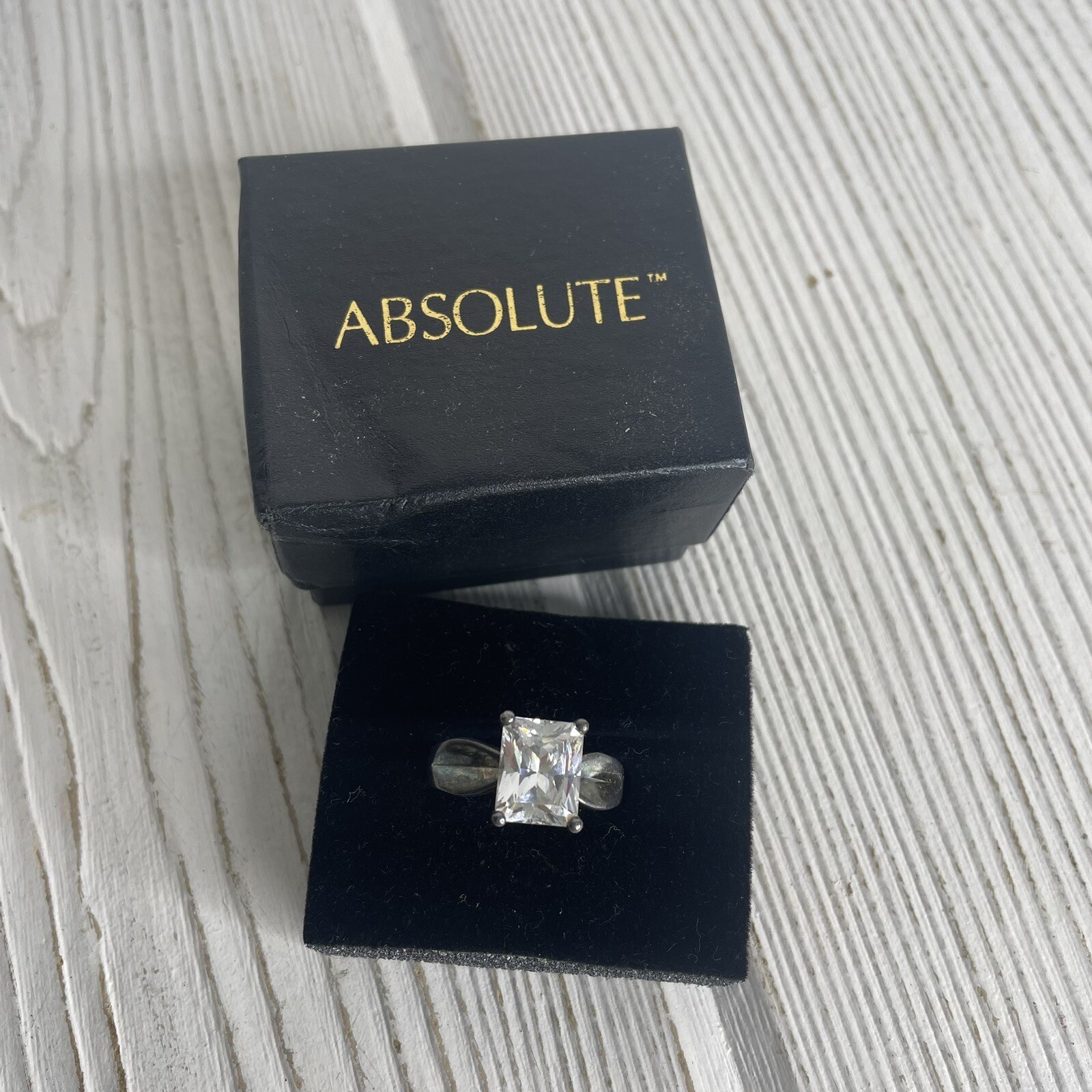 Absolute Simulated Diamond Ring Sterling Emerald … - image 1