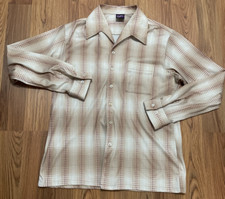 Joel Cal Made Shirt Mens Large 70s Mod Disco Grid Retro Button Front USA