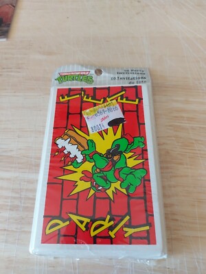 Vintage Teenage Mutant Ninja Turtles 10pk Party Invitations New Sealed TMNT